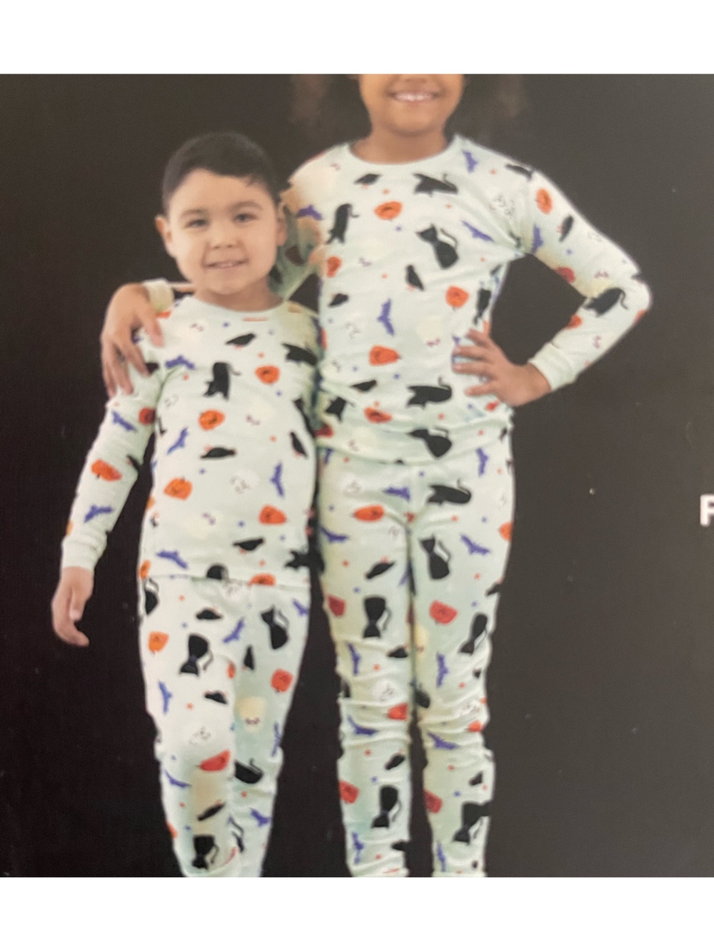 Kids glow in the dark Halloween Pajama Set - Light Mint